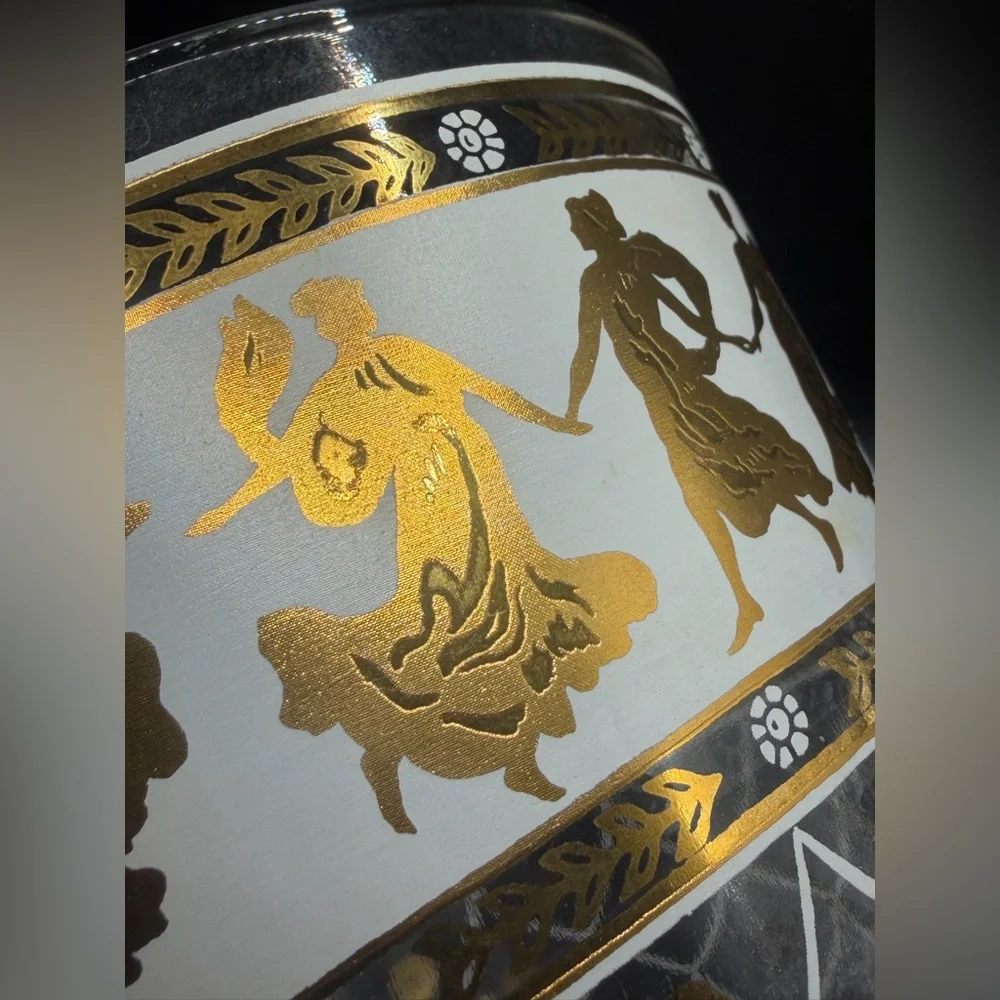 MCM Mid Century Modern Vintage Dancing Gold Grecian Women & Men Glass Ice Bucket